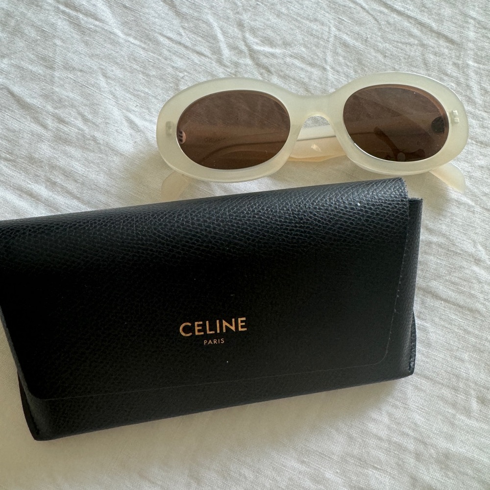 Celine Triomphe Logo Oval Acetate Sunglasses